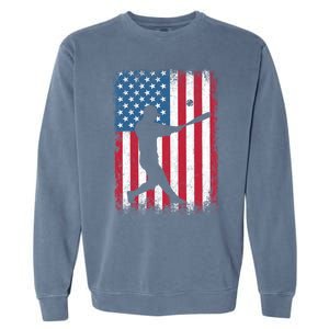 American Flag Baseball Team Gift Gift Garment-Dyed Sweatshirt