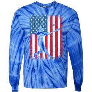 American Flag Baseball Team Gift Gift Tie-Dye Long Sleeve Shirt