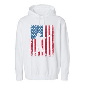 American Flag Baseball Team Gift Gift Garment-Dyed Fleece Hoodie