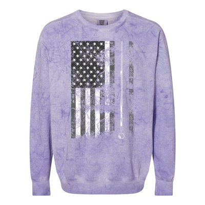 American Flag Billiard Stick Cute Table Game Funny Usa Gift Colorblast Crewneck Sweatshirt