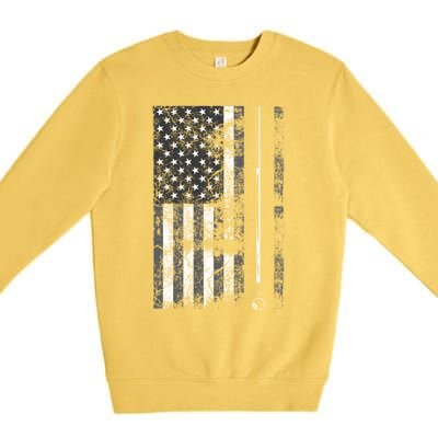 American Flag Billiard Stick Cute Table Game Funny Usa Gift Premium Crewneck Sweatshirt