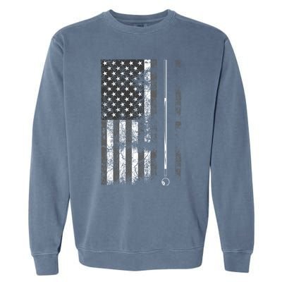 American Flag Billiard Stick Cute Table Game Funny Usa Gift Garment-Dyed Sweatshirt