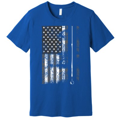 American Flag Billiard Stick Cute Table Game Funny Usa Gift Premium T-Shirt