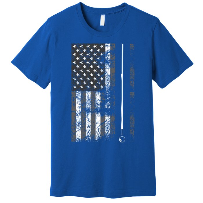 American Flag Billiard Stick Cute Table Game Funny Usa Gift Premium T-Shirt