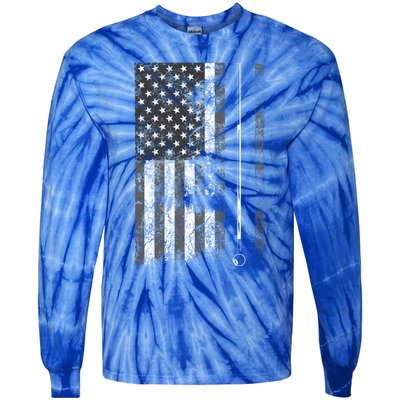 American Flag Billiard Stick Cute Table Game Funny Usa Gift Tie-Dye Long Sleeve Shirt