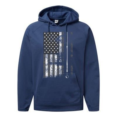 American Flag Billiard Stick Cute Table Game Funny Usa Gift Performance Fleece Hoodie