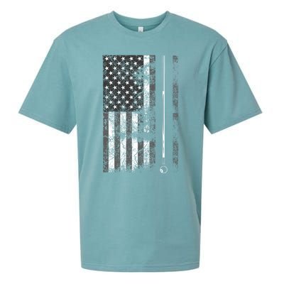 American Flag Billiard Stick Cute Table Game Funny Usa Gift Sueded Cloud Jersey T-Shirt