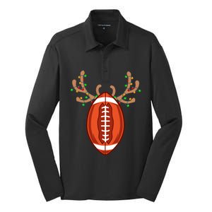 American Football Ball Antler Reindeer Christmas Pajama Cool Gift Silk Touch Performance Long Sleeve Polo