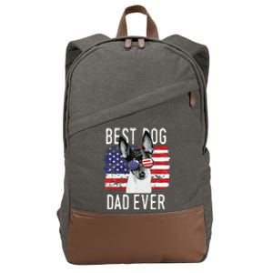 American Flag Best Dog Dad Ever Toy Fox Terriers Usa Cotton Canvas Backpack