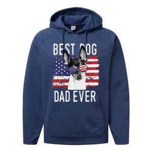 American Flag Best Dog Dad Ever Toy Fox Terriers Usa Performance Fleece Hoodie