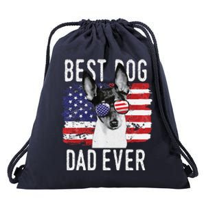 American Flag Best Dog Dad Ever Toy Fox Terriers Usa Drawstring Bag