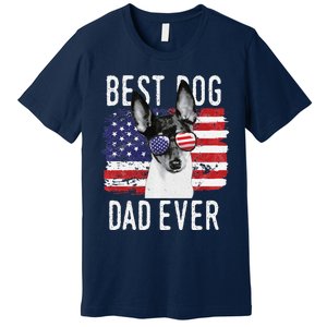 American Flag Best Dog Dad Ever Toy Fox Terriers Usa Premium T-Shirt