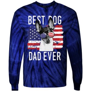 American Flag Best Dog Dad Ever Toy Fox Terriers Usa Tie-Dye Long Sleeve Shirt