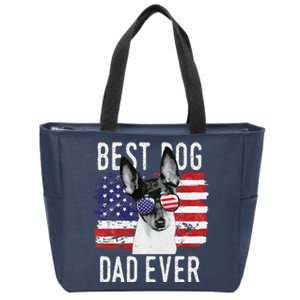 American Flag Best Dog Dad Ever Toy Fox Terriers Usa Zip Tote Bag