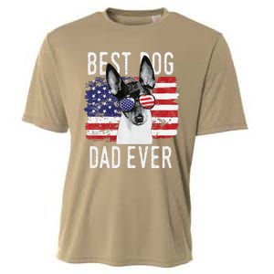 American Flag Best Dog Dad Ever Toy Fox Terriers Usa Cooling Performance Crew T-Shirt