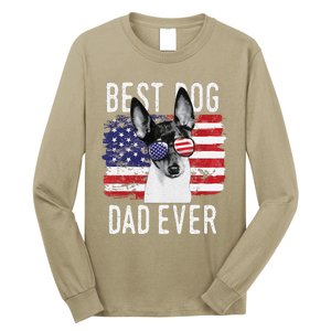 American Flag Best Dog Dad Ever Toy Fox Terriers Usa Long Sleeve Shirt