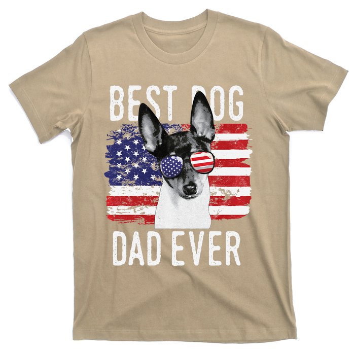 American Flag Best Dog Dad Ever Toy Fox Terriers Usa T-Shirt