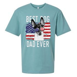 American Flag Best Dog Dad Ever Toy Fox Terriers Usa Sueded Cloud Jersey T-Shirt