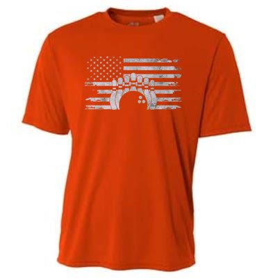 American Flag Bowling Bowling Gift Cooling Performance Crew T-Shirt