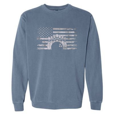 American Flag Bowling Bowling Gift Garment-Dyed Sweatshirt