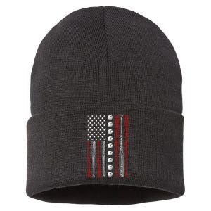 American Flag Baseball Red White Blue 4th Of July Sustainable Knit Beanie