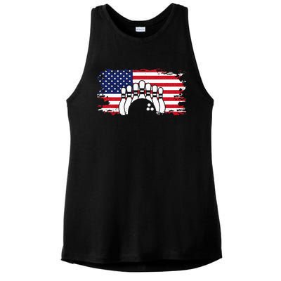 American Flag Bowling Apparel Bowling Ladies PosiCharge Tri-Blend Wicking Tank