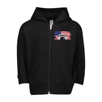 American Flag Bowling Apparel Bowling Toddler Zip Fleece Hoodie