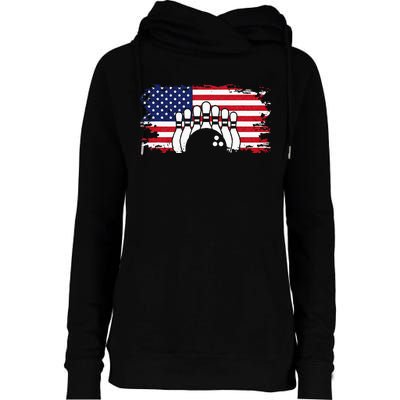 American Flag Bowling Apparel Bowling Womens Funnel Neck Pullover Hood