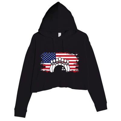 American Flag Bowling Apparel Bowling Crop Fleece Hoodie