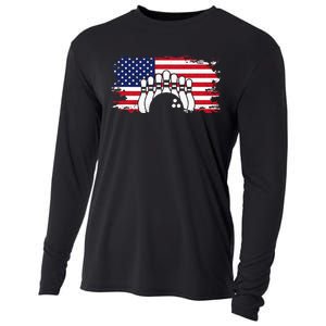 American Flag Bowling Apparel Bowling Cooling Performance Long Sleeve Crew