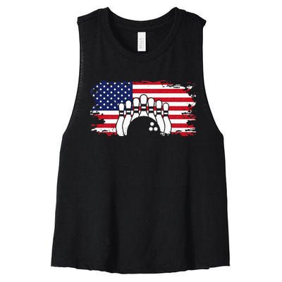 American Flag Bowling Apparel Bowling Women's Racerback Cropped Tank