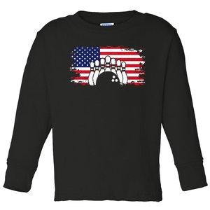 American Flag Bowling Apparel Bowling Toddler Long Sleeve Shirt