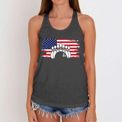 American Flag Bowling Apparel Bowling Women's Knotted Racerback Tank