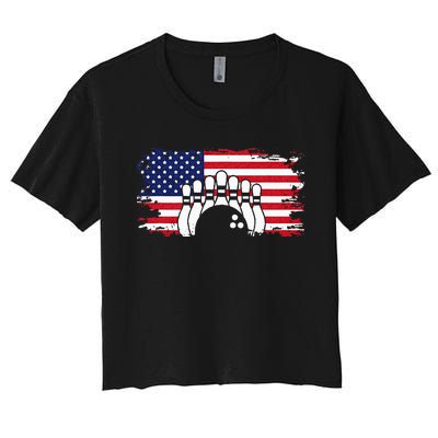 American Flag Bowling Apparel Bowling Women's Crop Top Tee