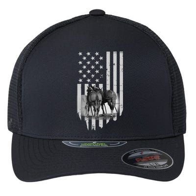 American Flag Belgian Draft Horses Gift For Farmer Gift Flexfit Unipanel Trucker Cap