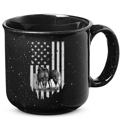 American Flag Belgian Draft Horses Gift For Farmer Gift 15oz Campfire Ceramic Mug