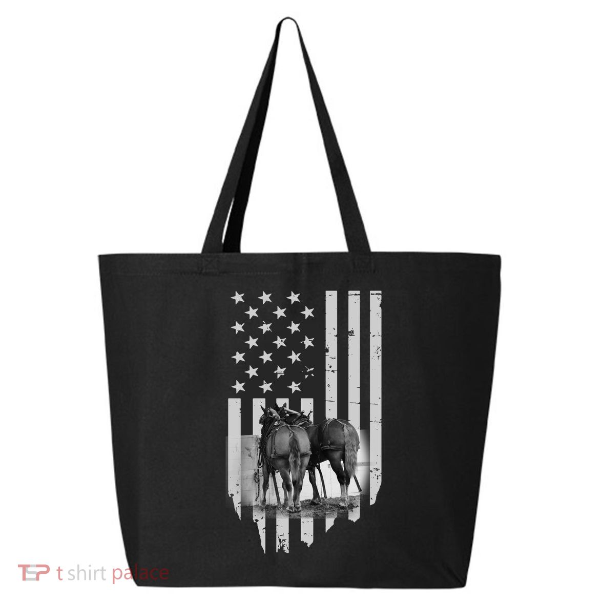American Flag Belgian Draft Horses Gift For Farmer Gift 25L Jumbo Tote