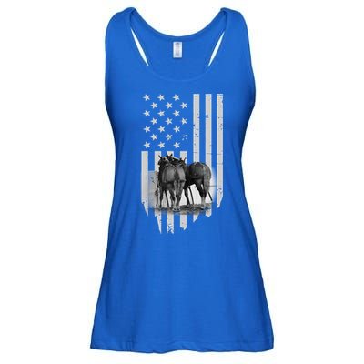 American Flag Belgian Draft Horses Gift For Farmer Gift Ladies Essential Flowy Tank