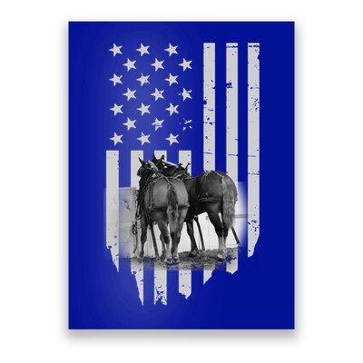 American Flag Belgian Draft Horses Gift For Farmer Gift Poster