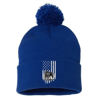 American Flag Belgian Draft Horses Gift For Farmer Gift Pom Pom 12in Knit Beanie