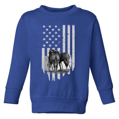 American Flag Belgian Draft Horses Gift For Farmer Gift Toddler Sweatshirt