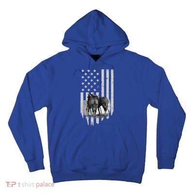 American Flag Belgian Draft Horses Gift For Farmer Gift Tall Hoodie