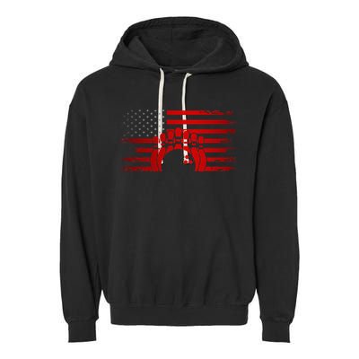 American Flag Bowling Apparel Bowling Garment-Dyed Fleece Hoodie