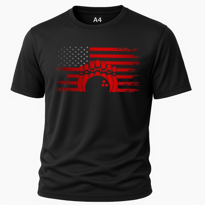American Flag Bowling Apparel Bowling Cooling Performance Crew T-Shirt