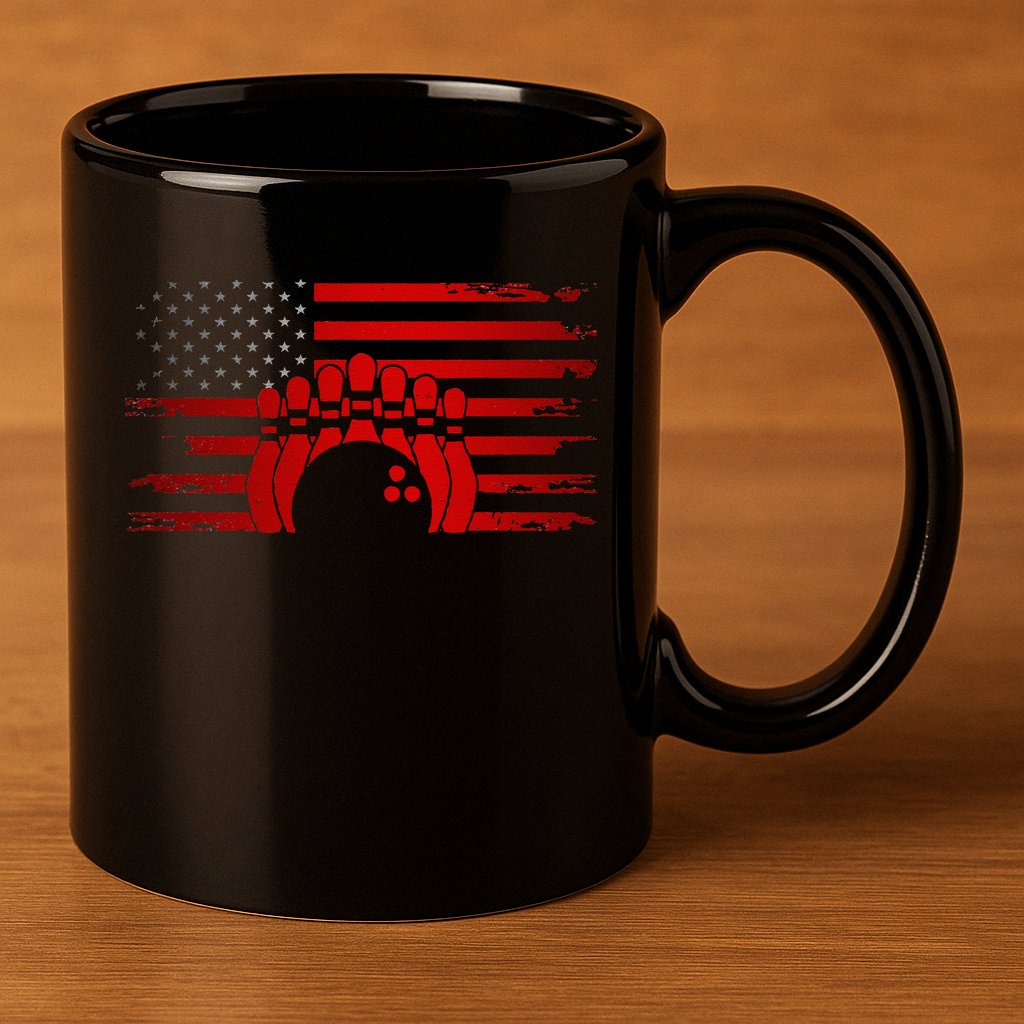 American Flag Bowling Apparel Bowling 11oz C Handle Ceramic Mug