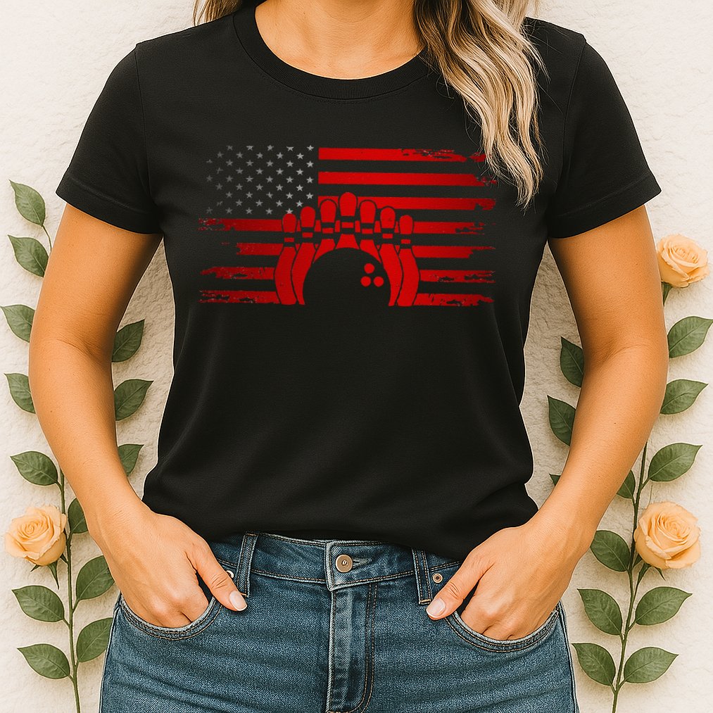 American Flag Bowling Apparel Bowling Womens T-Shirt