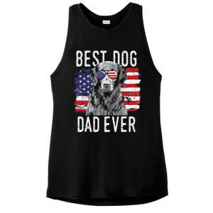 American Flag Best Dog Dad Ever Flatcoated Retriever Usa Ladies PosiCharge Tri-Blend Wicking Tank