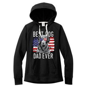 American Flag Best Dog Dad Ever Flatcoated Retriever Usa Women's Fleece Hoodie