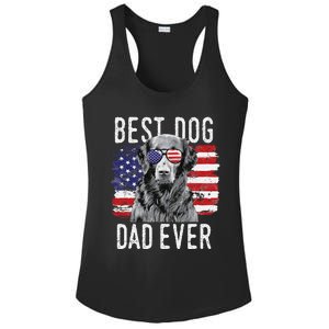 American Flag Best Dog Dad Ever Flatcoated Retriever Usa Ladies PosiCharge Competitor Racerback Tank