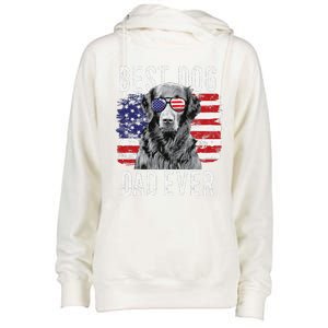 American Flag Best Dog Dad Ever Flatcoated Retriever Usa Womens Funnel Neck Pullover Hood